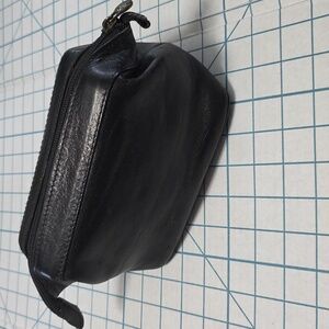 Italian Black Leather Toiletry Bag, 7" x 4" x 5", VTG, Florence, Italy NWOT #2